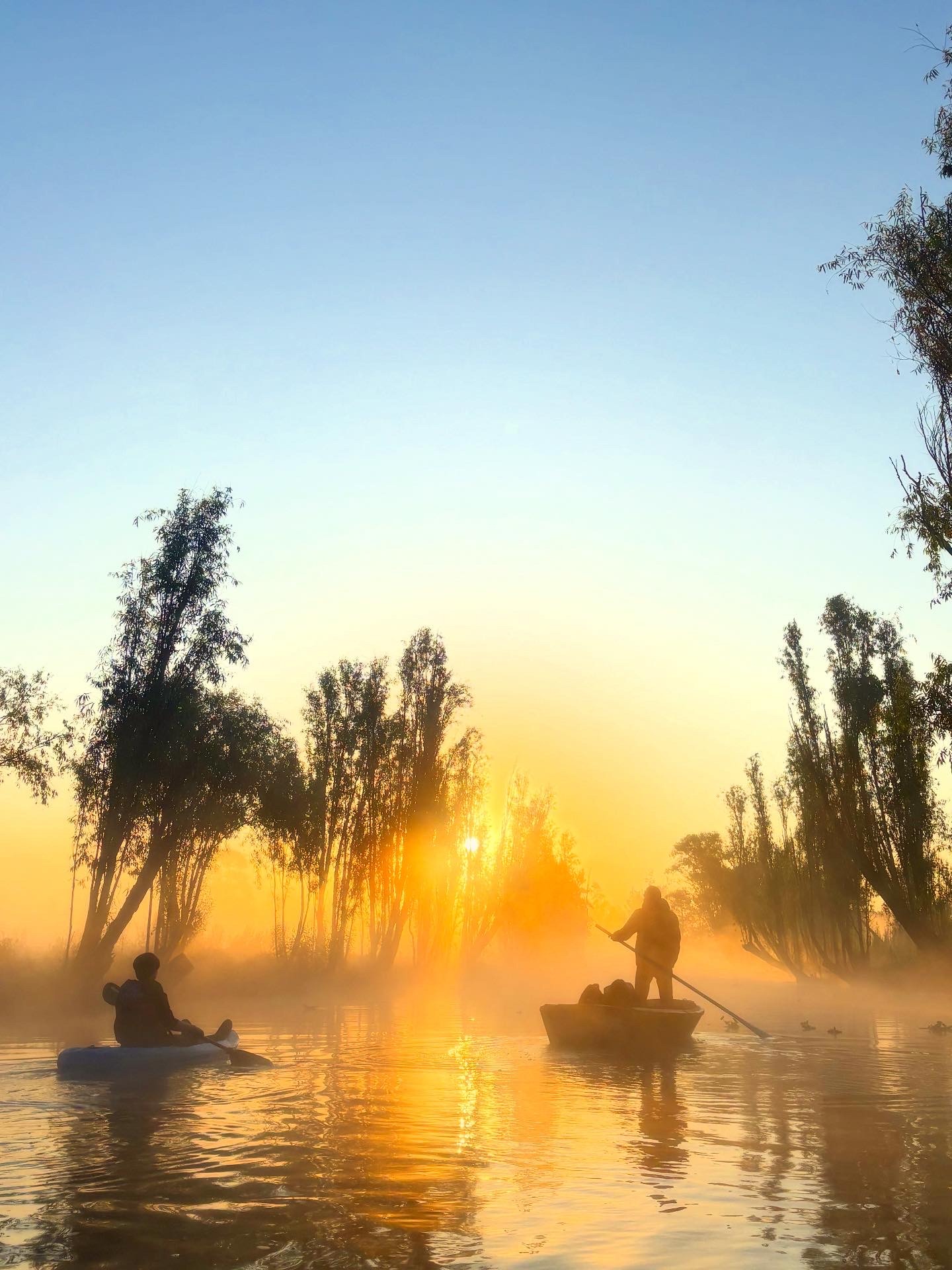 Kayak in the canals of Xochimilco